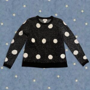 Polka Dot Black and White fuzzy Sweater